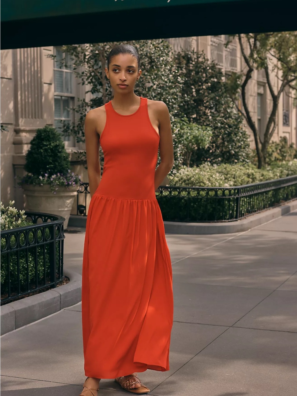 Mare Mare Anthropologie Dropwaist Maxi Dress Red Open Back Cutout S